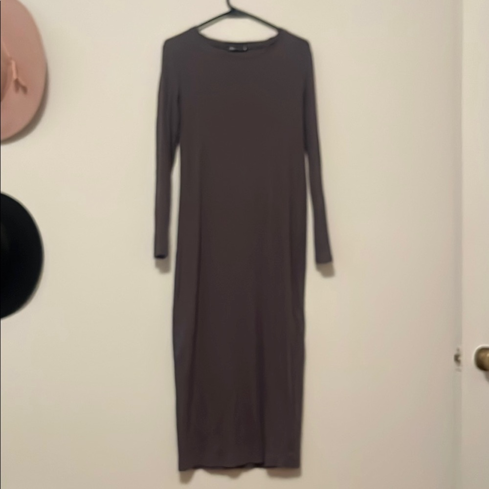Zara Gray Long Sleeve Sheath Dress